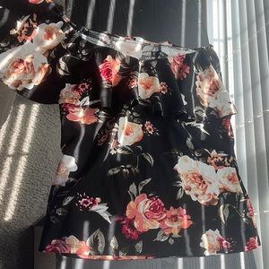 Black and rose off the should blouse slightly worn